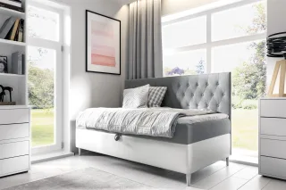 Boxspringbett Gästebett Kinderbett FINJA Nr.2 100x200cm Weiss-Grau