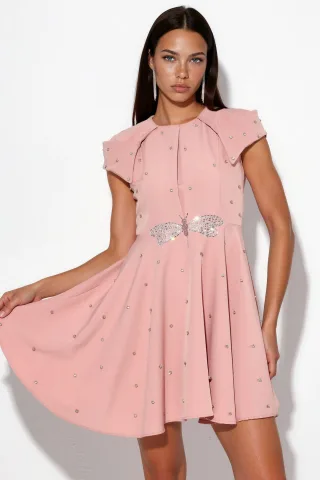 Damen A-Linien Mini Kleid mit Pailletten