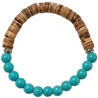Firetti Armband Schmuck Geschenk Armschmuck Armkette Edelstein Perlen, Made in Germany - mit Türkis-Imitat, Kokosnuss
