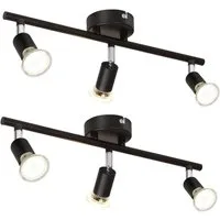 ZMH Deckenstrahler 3-flammig drehbar Schwarz/Nickel Moderne Deckenleuchte für Flur, Einfache Installation, ohne Leuchtmittel, 350°Drehbar Strahler Lampe Edelstahl Decke