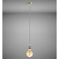 TRANGO LED Pendelleuchte, 9000SL LED Retro Pendelleuchte in Nickel matt inkl. 1x E27 4 Watt LED Amber *VINTAGE* Glühbirne 95mm Ø G95 2500K warmweiß Gold farbig, Hängelampe nostalgisch, inkl. 110cm Textilkabel & Schraubring