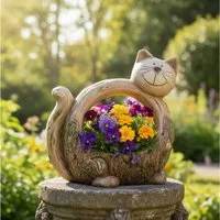 MF Pflanzkübel Pflanzgefäß Katze Baumrindenoptik Natur (1 St)