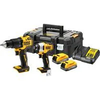 POWERSTACK Akku-Kombo-Pack DCK2062E2T, 18Volt, mit Schlagschrauber, Schlagbohrschrauber gelb/schwarz, 2x POWERSTACK Li-Ion-Akku 1,7 Ah, in T STAK Box II