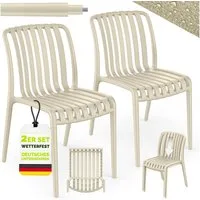 tillvex Gartenstuhl Gartenstühle Set Stapelbar Wetterfest Kunststoff mit/ohne Armlehne (Outdoor Stühle bis 120kg Terrassenstuhl Gartenmöbel Balkon Garten Terrasse, 2 St), 120kg