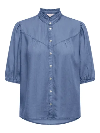 ONLY - ONLCHARIS LIFE 2/4 FRILL SHIRT WVN CC Medium Blue Denim - Gr. - M