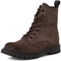 Tamaris Schnürboots Schnürstiefelette, Chunky Boots mit logobedruckter Anziehlasche