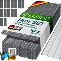 KESSER Trapezblech 14x Profilblech 110cm x 46cm = 7 m², Metall, (14er Set Dachbleche für Gerätehaus inklusive Montagehandschuhe) Dachplatten aus verzinktem Stahl 0,25mm