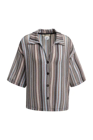 Smith&Soul - Boxy Crochet Jersey Shirt Striped - Gr. - S