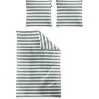 Irisette Bettwäsche Irisette Wave Mako-Satin Bettwäsche 135x200 Streifen salbei silber, Mako-Satin, 2 teilig