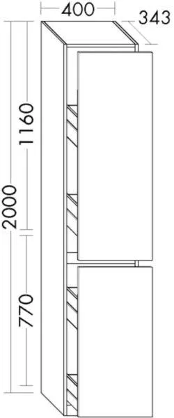 Burgbad Apothekerschrank Lin20 Melamin 2000x400x345 Eiche Dekor Silber, HSPP040F6028 HSPP040F6028