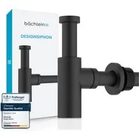 Bächlein Siphon Eleganter Waschbeckenablauf, (Hochwertiger Waschbeckensiphon, Matt Schwarz), Innovative Reinigungsöffnung, Universell einsetzbar