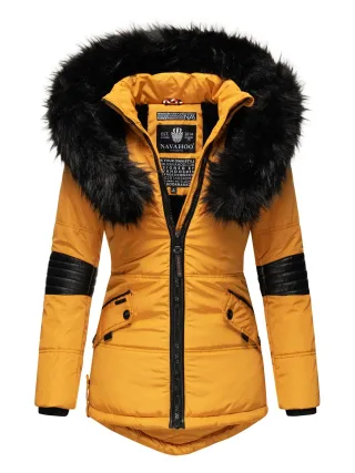 Navahoo Damen Winterjacke Nirvana – Warm, Mit Pompösem Kunstfellkragen & Teddyfellfutter