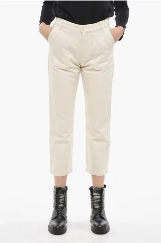 Verkürzte Straight-Leg-Jeans in Weiß