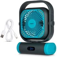 Medion® Akku-Ventilator MEDION LIFE Camping Ventilator E10 TF, 5 Stufen, 20 W, Neigbarer Kopf, Timer, Oszillation 110°, Haken zum