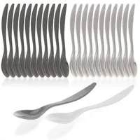 com-four Eierlöffel Eierlöffel aus Kunststoff (24 Stück), wiederverwendbare Dessertlöffel - BPA-freie Plastiklöffel