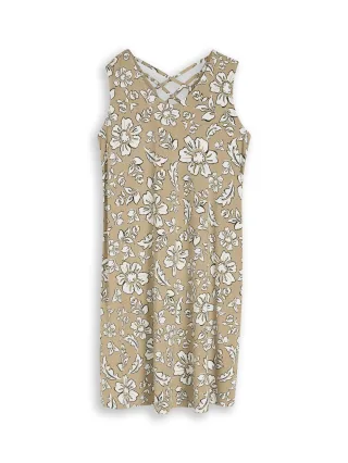 Tom Tailor - Jerseykleid mit Cut-Out-Detail olive big flower design - Gr. - 36