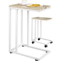 Casaria Beistelltisch, mit Rollen & Standfüßen 40kg Belastbar Kaffeetisch Wohnzimmer Stabil