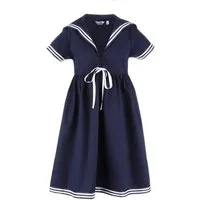 modAS Sommerkleid 1127 Kinder Matrosenkleid 1/2-Arm - Maritimes Kurzarmkleid Großer Kragen