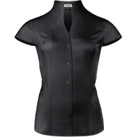 Vincenzo Boretti Klassische Bluse tailliert stretch Kelchkragen Kurzarm