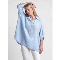 PEKIVESSA Schlupfbluse XXL-Oversized-Bluse mit seidig glänzender Struktur