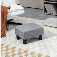 HOMCOM Fußhocker Sitzhocker Hocker mit Leinenoptik Moderner für Schlafzimmer (Moderner Polsterhocker, 1 St., Ottomane für Schlafzimmer, Wohnzimmer), 40 x 30 x 24 cm, Grau