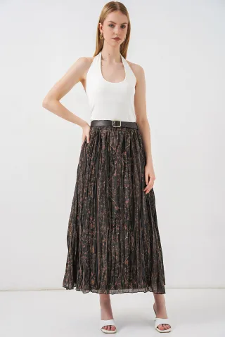 Hoch taillierter Paisley Midi A-Linien Rock