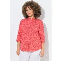 Ulla Popken Hemdbluse Bluse Crash-Optik Punkte Stehkragen 3/4-Arm