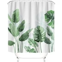 M&W DAS DESIGN Duschvorhang Bananenblätter grüne Pflanzen Textil Antischimmel waschbar Polyester Breite 120 cm