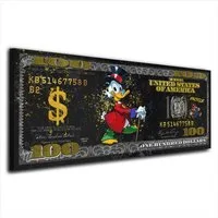 Artedinoi Leinwandbild Rich Duck Pop Art Comic Leinwandbild Wandbild Deko Kunst XL, Comic-Ente mit Geld
