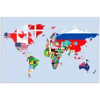 MuchoWow Poster Welt - Karte - Flagge - Länder, (1 St), Poster ohne Rahmen, Wandbild, Wandposter, 30x20 cm