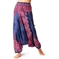 PANASIAM Haremshose Aladinhose im schönen Peacock Design Haremshose aus 100% natürlicher Viskose auch als Overall tragbar Damen Pumphose bequeme Freizeithose