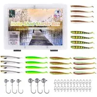 Zite Kunstköder Zander Gummifische Starterbox 24 Inzite Shads 6 Jighaken 24 Snaps, (55-St)