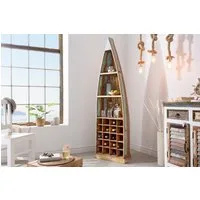 riess-ambiente Weinregal JAKARTA 190cm natur / braun / bunt, Einzelartikel 1-tlg., Wohnzimmer · Massivholz · Boot · stehend · für 20 Flaschen · Boho