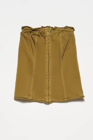 Damen Trägerloses Baumwoll-Cropped-Top mit Reißverschluss