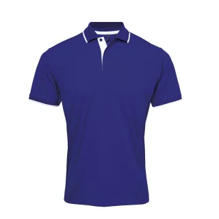 Premier Mens Contrast Coolchecker Poloshirt (Royal/Weiß)