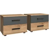 Wimex Nachttisch Stockholm, Nachtkommode 52cm breit, Made in Germany, Industrial Look, 2 Höhen zur Auswahl, einzeln oder im 2er Set
