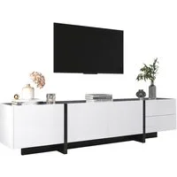 Odikalo TV-Schrank TV Möbel lowboard Panel farbblockierten Beinen Hochglanz Weiß