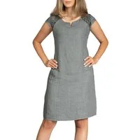 Caspar Sommerkleid SKL042 Damen Sommer Leinenkleid mit dezentem Spitzeneinsatz Luftig leicht, figurumspielende Form, mit seitlichem Jersey-Einsatz