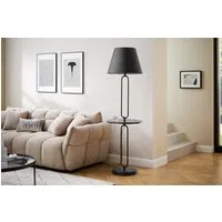 riess-ambiente Stehlampe SERVANT 175cm schwarz -Metall, Stoff, Tischablage, rund, Beistelltisch, Ein-/Ausschalter, ohne Leuchtmittel, Stehlampe mit Ablage - ideal für moderne Wohnzimmer und Schlafzimmer