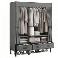 kehot Stoffschrank Faltbarer Stoffschrank 110x170x45 cm – Stabiler Kleiderschrank in Grau (Metallrahmen aus Verzinktem Stahlrohr mit 19 mm Durchmesser, 1-St., Atmungsaktive Vliesstoff-Hülle mit Staub- und Sichtschutz) Schnelle Montage, Platzsparend f