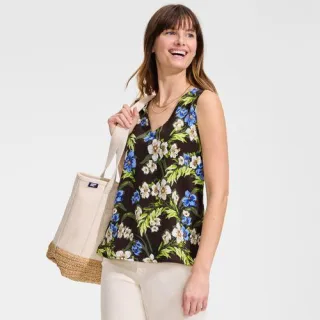 Creaseless Top mit V-Ausschnitt, Damen,  Braun, Polyester, by Lands' End