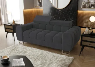 Sofa Designersofa BASTIEN 2-Sitzer in Stoff Terra Graphit