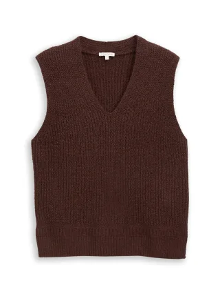 Tom Tailor - Pullunder mit V-Ausschnitt dark pecan brown melange - Gr. - S