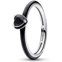 Pandora Silberring 193088C01, Damenring Silber Schwarzes Chakra Herz