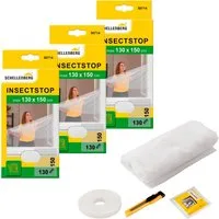 SCHELLENBERG Fliegengitter-Gewebe für Fenster ohne bohren, (Set, 3-St), Insektenschutz inkl. Befestigungsband, 130 x 150 cm, anthrazit, weiß