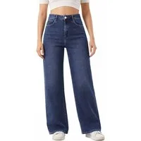 Ital-Design Dad-Jeans Damen Freizeit (91279875) Used-Look Stretch High Waist Jeans in Blau
