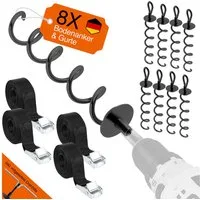 NewHabitat Bodenanker Erdanker zum Eindrehen für Trampolin, Schaukel, etc inkl. Gurte, für Trampolin, Schaukel, Pavillion, Festzelt uvm., zum Eindrehen, (Kompletteset, 8-St., inkl. Drehhilfe), Einfaches Eindrehen mit Akkuschrauber & 14-er Nuss
