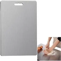 OKWISH Schneidebrett Edelstahl Hackbrett doppelseitig Küchenbrett doppelseitig nutzbar, Edelstahl, (29 × 20 cm, 1-St., Hygienisch, kratzfest, aufhängbar zur Aufbewahrung, leicht zu reinigen), Für Fleisch & Gemüse, ideal für Küche & Outdoor