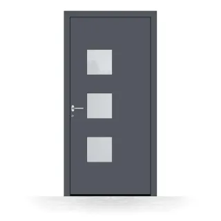 Haustür Aluminium, Basic Herten, Anthrazitgrau Feinstruktur, 700 x 1700 mm, DIN links innen öffnend, individuell konfigurieren