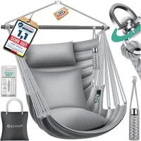 KESSER Hängesessel Haiti 150kg Traglast, Indoor & Outdoor Hängestuhl (Hängeschaukel mit 2 Kissen, Tragetasche, Flaschenhalter & Montage-Set), 360° Hängematte Pflegeleicht, UV-beständig & Wasserfest